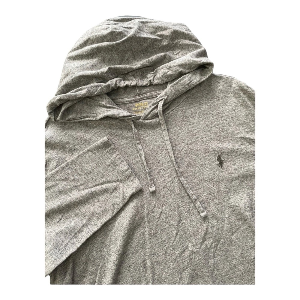 Polo Ralph Lauren Mens XL Grey Heather‎ Cotton Jersey Long Sleeve Hooded T-Shirt